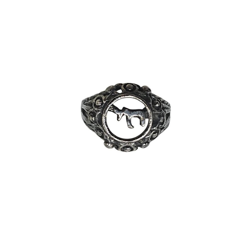 Vintage Sterling Silver Aries Ram Zodiac Ring 925 Openwork Design